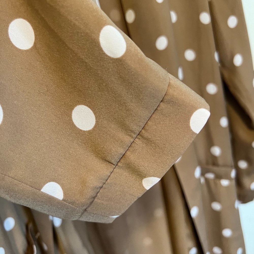 NWT Anthropologie BB Dakota Brown & White Polka Dot Duster S - Picture 7 of 9